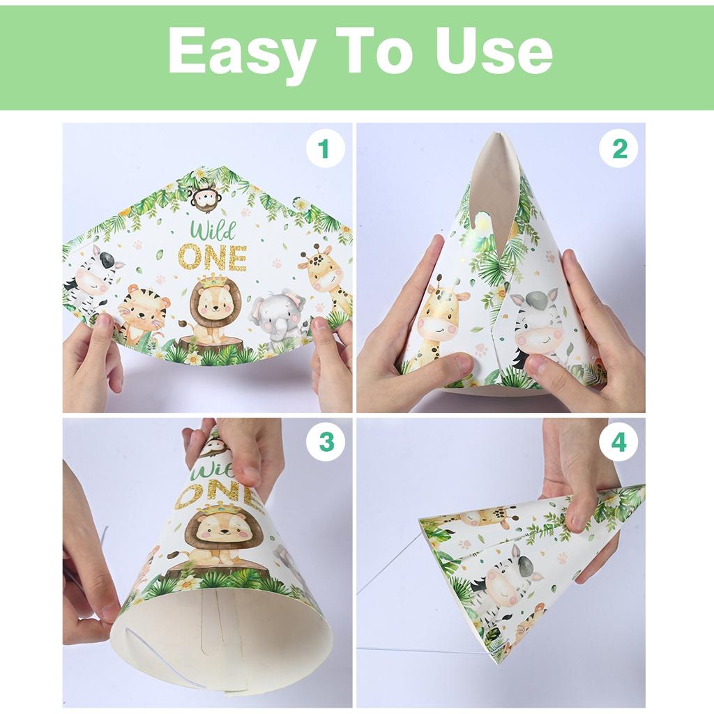 Wild One Paper Hats Jungle Animal Hat Birthday Party Decor Kids Forest Birthday Baby Shower Party Supplies Home Party Decor