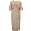 Plus Size Women Sequined V Neck Slit Long A Line Casual Dress