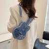 Versatile messenger new Spice Girl unique niche design sense women's retro shoulder bag guitar shape denim bag
