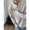 Men's Autumn Patchwork Henley Long Sleeve Hoodie