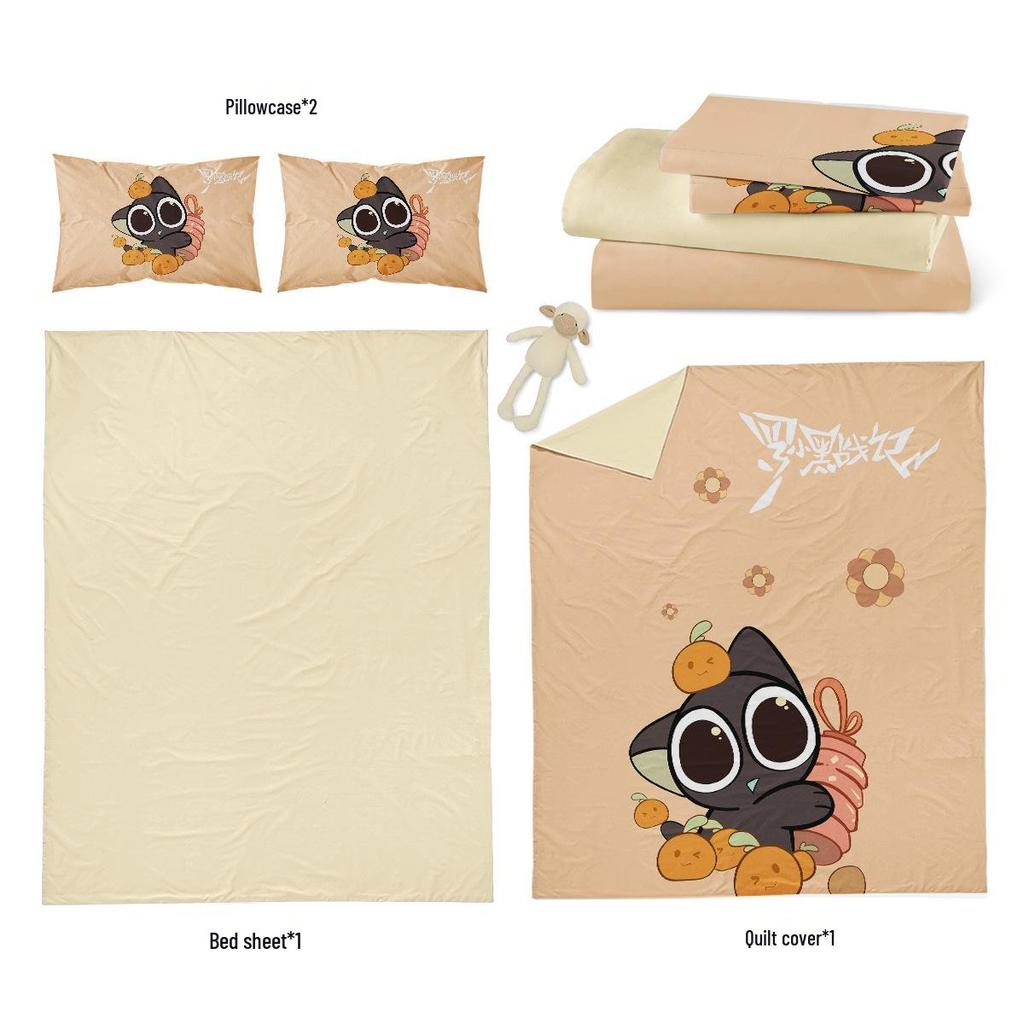 Luo Xiaohei Cotton Cartoon Anime Bedding Set for Kids - Duvet & Bed Sheet - Ideal for Dorms