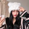 Bear Ears Real Rabbit Fur Hat Women's Winter Woven Wool Hat Thickened Cold-proof Warm Plush Fur Hat Fluffy Hat