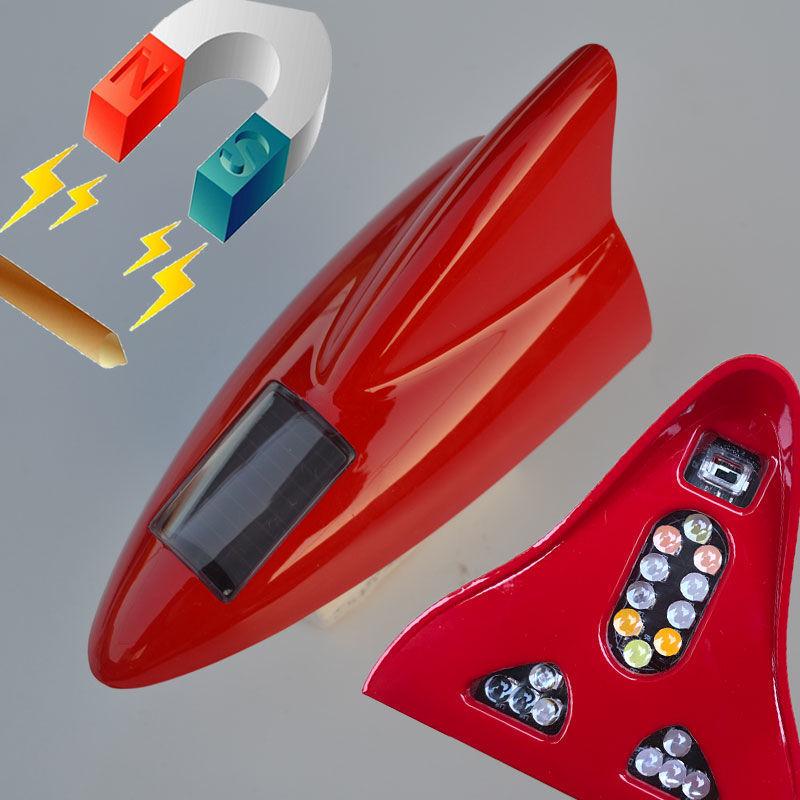 Colorful Shark Fin Solar-Powered Car Roof Antenna Light with Magnetic Tail Wing