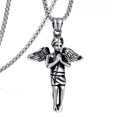 Personalized Trendy Brand Little Angel Necklace Pendant Hip Hop Rap Jewelry Men'S And Women'S Necklace Pendant Chubi Cross