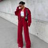 Damen Casual 2-teiliges Set Amerikanischer Stil Hoodie Jacke und Jogginghose Streetwear Sportbekleidung