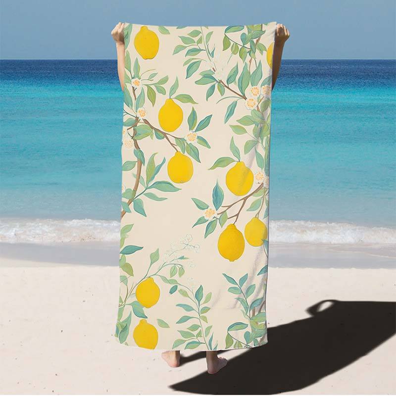 Bright Lemon Beach Towel Thick Quick Dry Soft Polyester Blend Suitable for Yoga Swimming Running Pond and BeachBright Lemon Beac