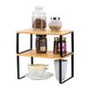 Organizzatori da Cucina Multiuso Espandibili e Impilabili Porta Spezie Comodi Scaffali da Cucina in Legno e Metallo
