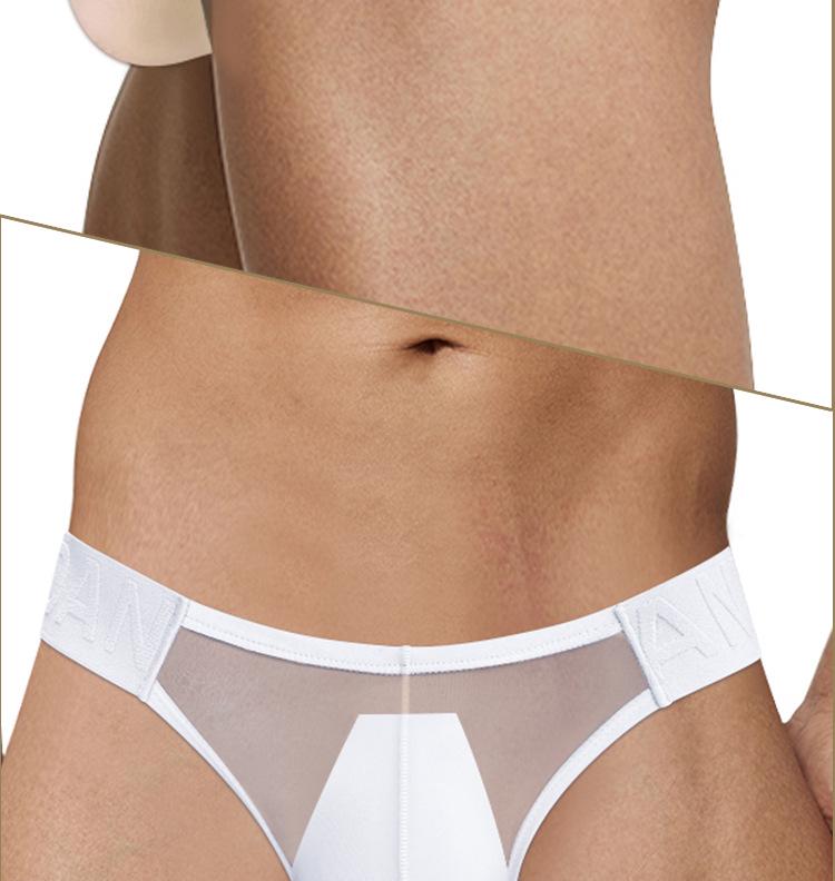 Herren Sexy High-Cut Nahtlose Eis-Seide Slips mit Transparentem Geprägtem Bund