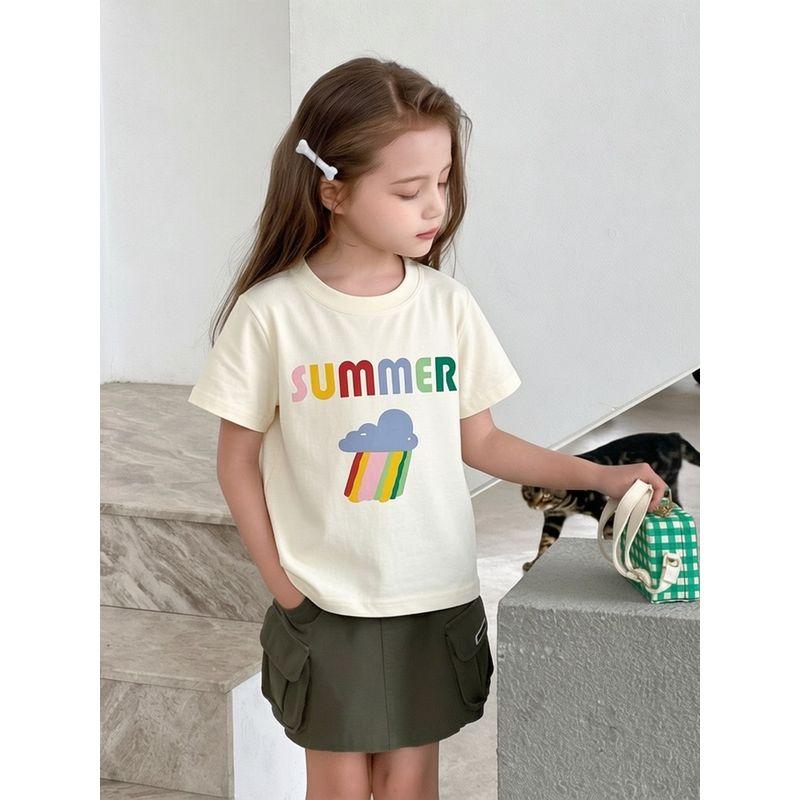 Brand Export Original Children's Clothing 2026 Summer New Product Girls' Pure Cotton Cartoon Print Short-Sleeved T-Shirt Baby Clothes