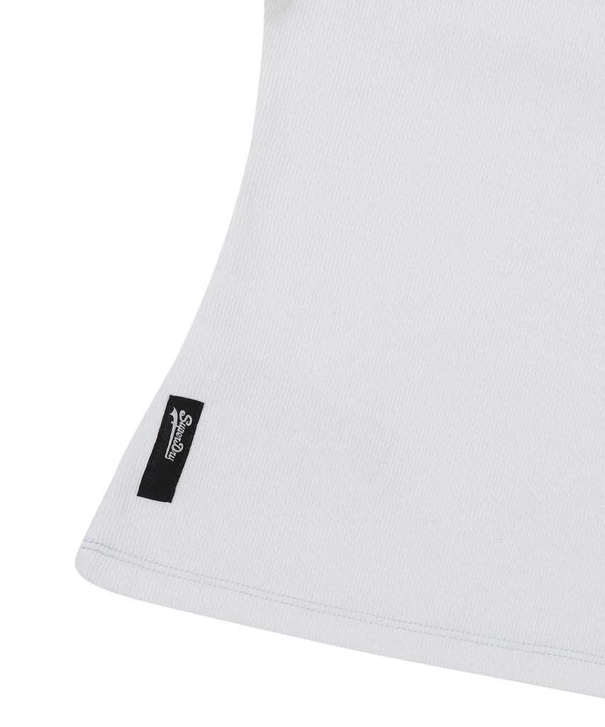Syupeodeulai W Hole Neck Rib T-Shirt White