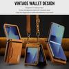 Premium Crossbody Leather Wallet Phone Case For Samsung Galaxy Z Flip 8 7 6 5 4 3 Card Slots Holder Cover Hoesje Coque Funda