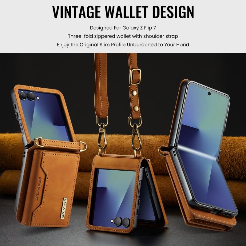 Premium Crossbody Leather Wallet Phone Case For Samsung Galaxy Z Flip 8 7 6 5 4 3 Card Slots Holder Cover Hoesje Coque Funda