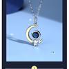 Astronaut Star Pendant Necklace Two‑Tone Spaceman Design Blue Sparkling Inlay Adjustable Chain Fashion Neck Jewelry Gift