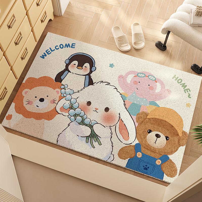 New Cartoon Silk Ring Door Floor Mat Household Door Carpet Porch Non-Slip Can Be Cut Wear-Resistant Foot Mat