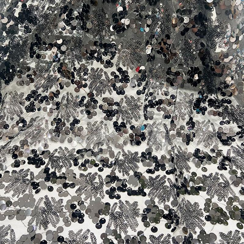 

3mm Irregular Sequin Fabric Dense Full Shiny Sequin Mesh Cloth for Wedding Party Evening Dress Stage Performance Sewing Material 1Yard