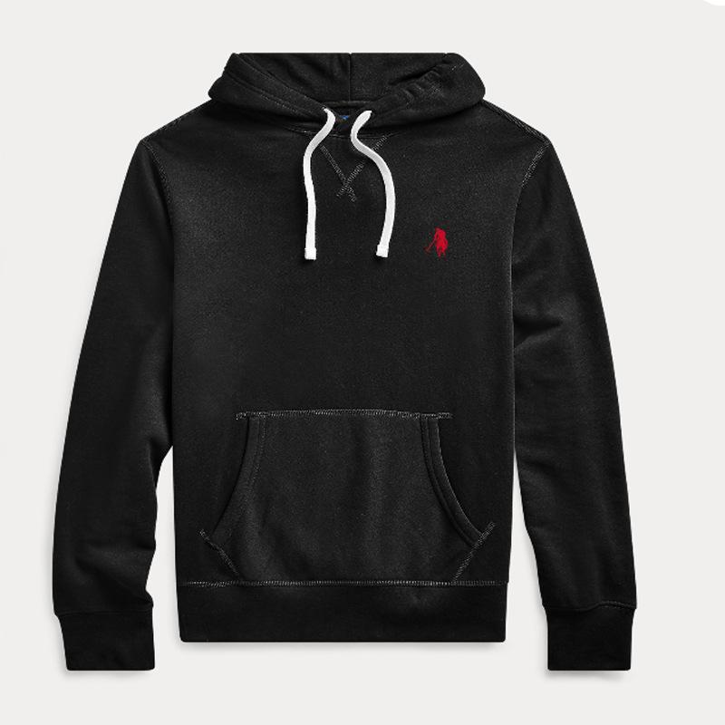 Men's Fleece-Lined Polo Sweatshirt: Autumn/Winter Small Horse Embroidery Hoodie