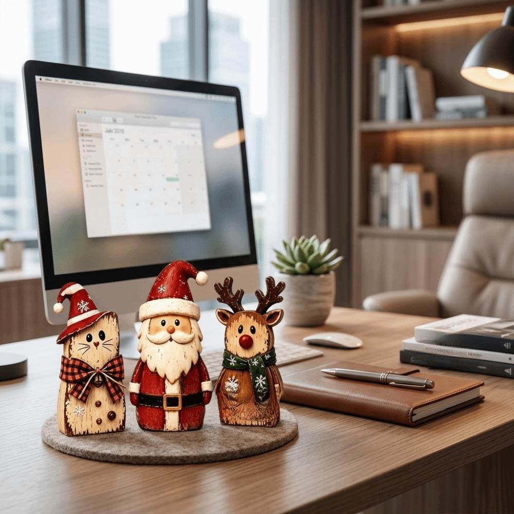 1/3pcs Reindeer Christmas Ornaments Cat Xmas Desktop Ornaments Santa Claus Figurine Decor Office