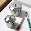 2 Stück/Set Maniküre Acryl Flüssigpulver Edelstahlbehälter Schale Dappen-Schale Desinfektionsbecher mit Deckel Nagelkunstwerkzeug