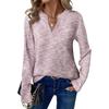 Women V Neck Long Sleeve Loose Fit Casual T Shirt