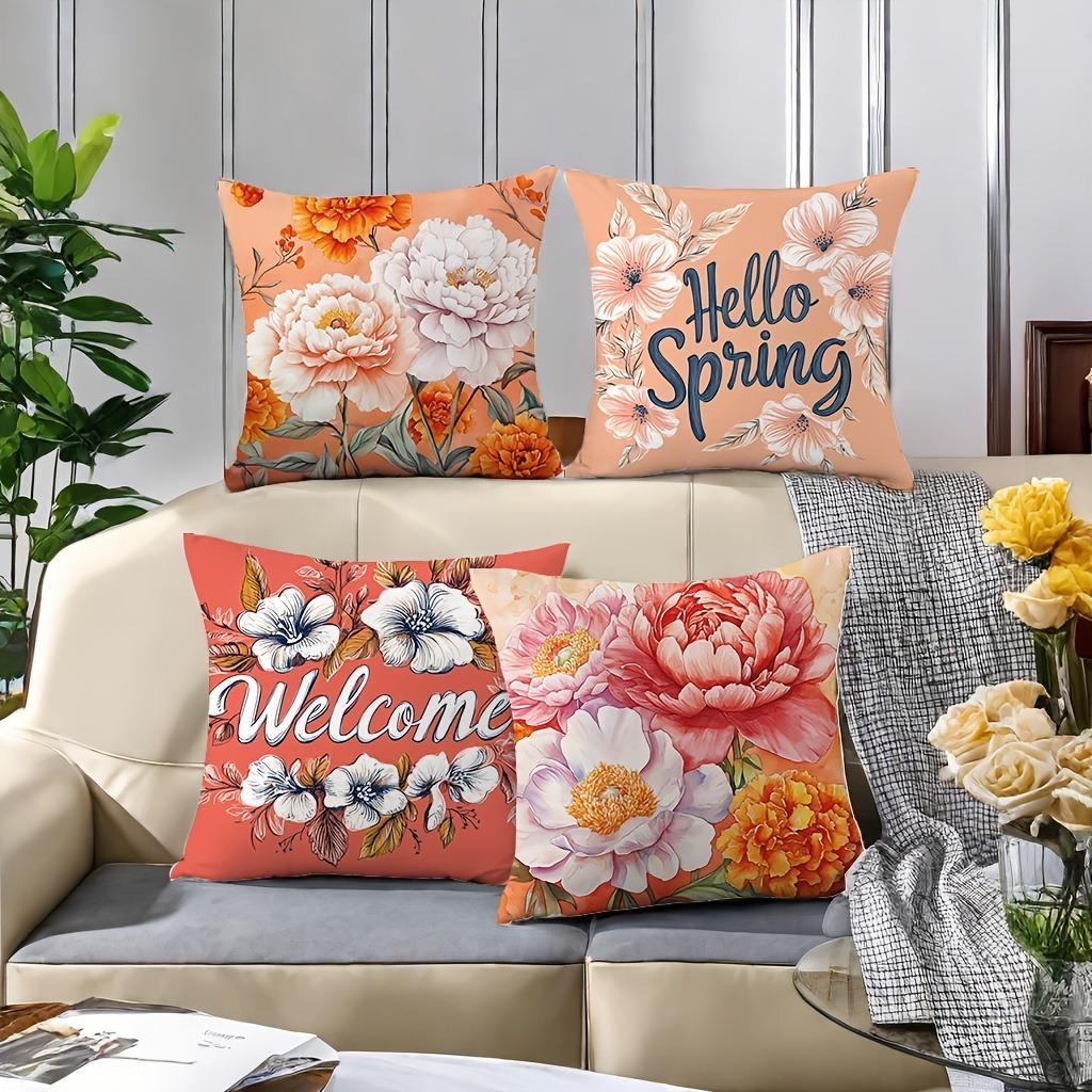 Nordic Style Peony Flower Pattern Home Decor Pillowcase Living Room Sofa Polyester Cushion Cover with Zipper