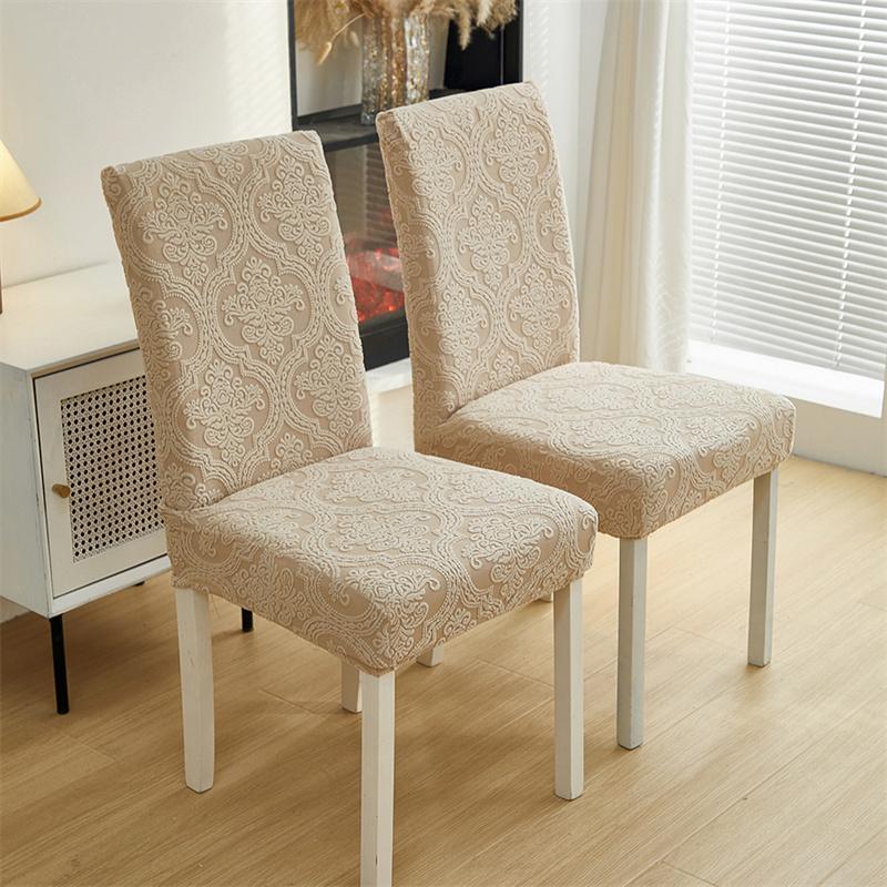 1/4Pcs Bohemian Jacquard Dining Chair Cover Stretch Chairs Covers Solid Color Seat Slipcovers For Kitchen El Banquet Wedding
