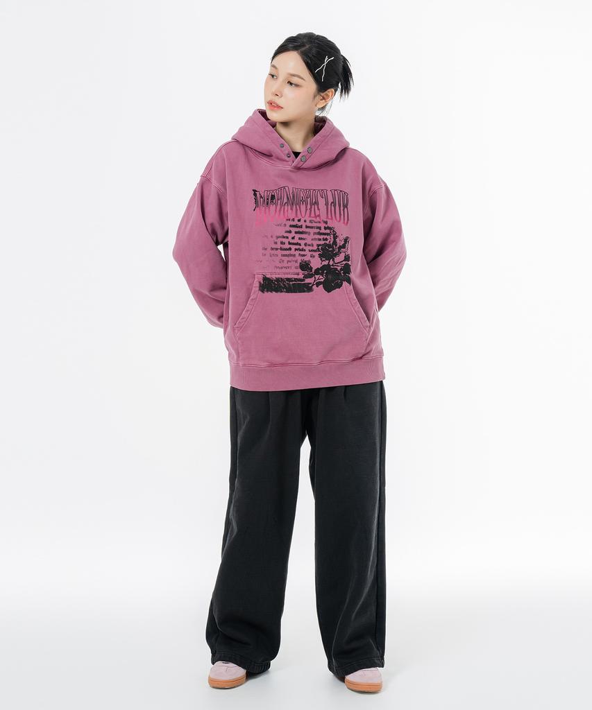 Terry Brushed Pigment Romantic Rose Oversized Hoodie Pink
