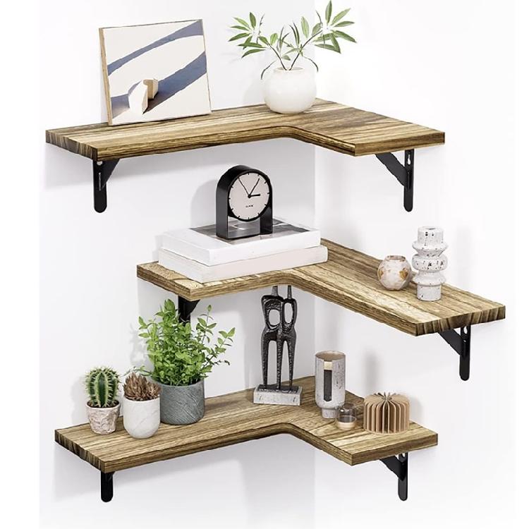 Versatile Corner Floating Shelf Versatile Corner Floating Shelf Wood Rack for Bathroom Kitchen Bedroom Storage