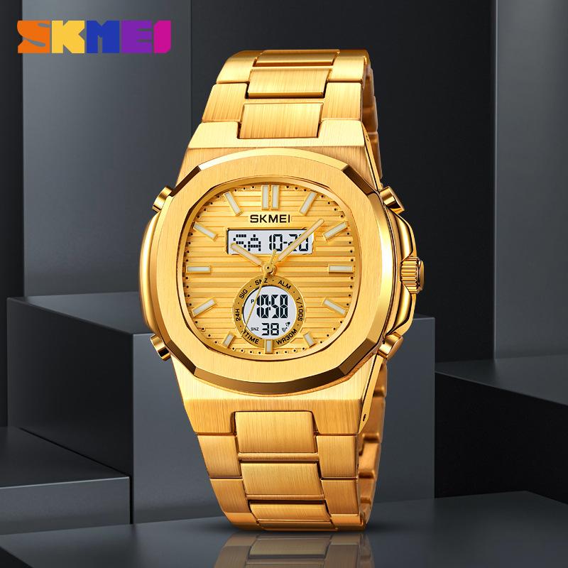 Luxury Men Watch Male Quartz Wristwatch Classic Black Gold Stainless Steel Band Simple Reloj Business Man Sports Calendar Clock