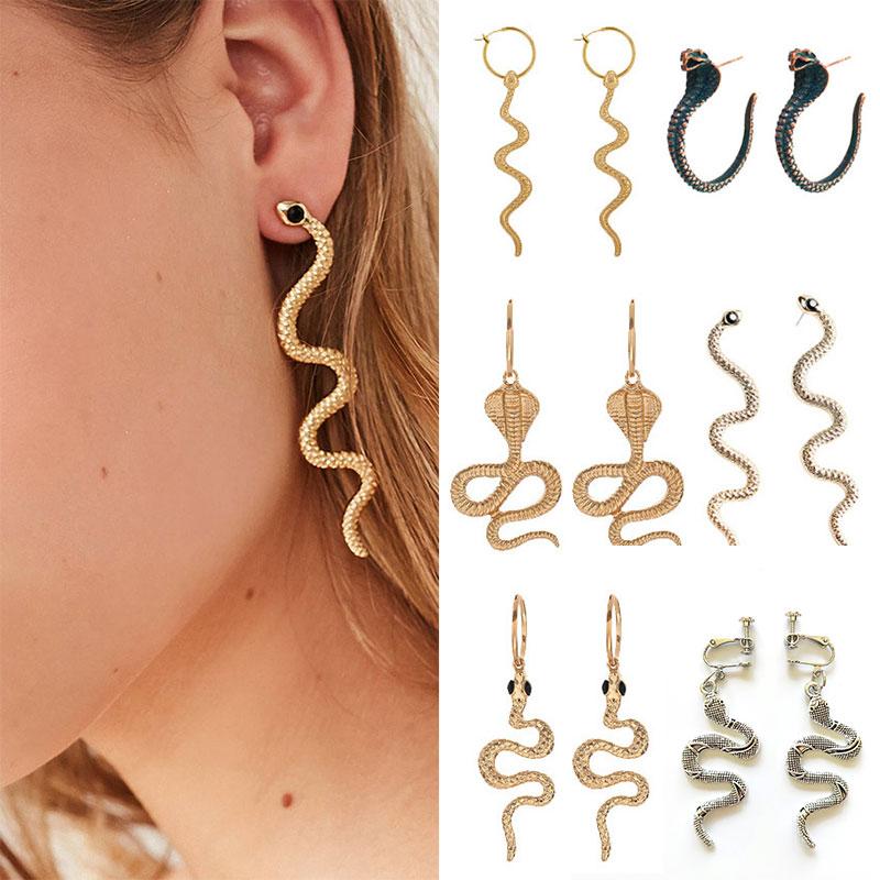💰Koupit online 1Pair Vintage Alloy Ear Cuffs Earrings Snake Earring Clips Punk — nejlepší cena