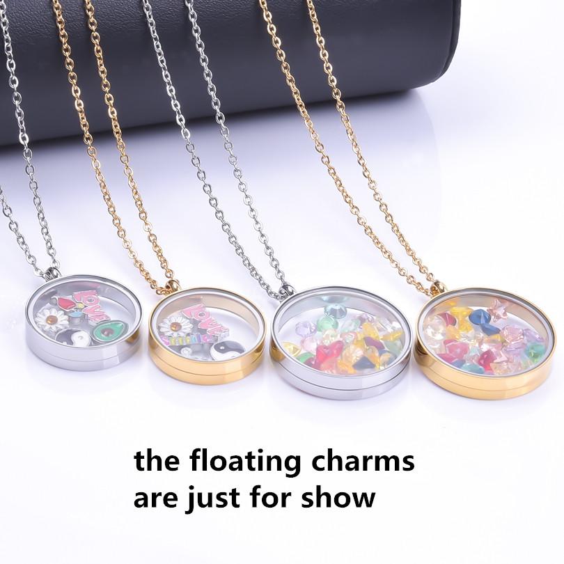 25/30mm Round Glass Locket Pendant Necklaces For Women Men Accessories Long Chain Neck Stainless Steel Necklace Lockets Jewelry