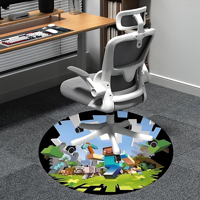 

Minecraft Character Chair mat Round Rug-Office carpet, Machine Washable, Non-slip, Suitable for Living Rooms, Bedrooms, Entryways, and Holid 80cm by 80cm