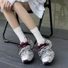 Leather platform dad shoes women's 2025 autumn new mesh breathable comfortable versatile casual sports shoes running shoes
