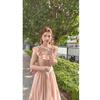 French Ruffle Flutter Sleeve Chiffon Dress - Korean Style Square Neck in Pink for Spring/Summer