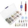 Car Air Conditioner Valve Core 102pcs Air Conditioner Kit AC Refrigeration Valve Stem With Double Head Remover Tool