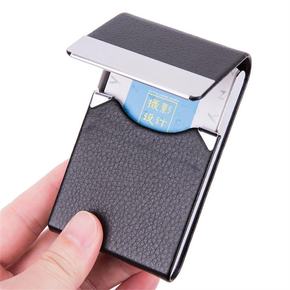 Slim Pocket Business Card Case PU Leather ID Case Card Box Name Card Holder  Office Supplies