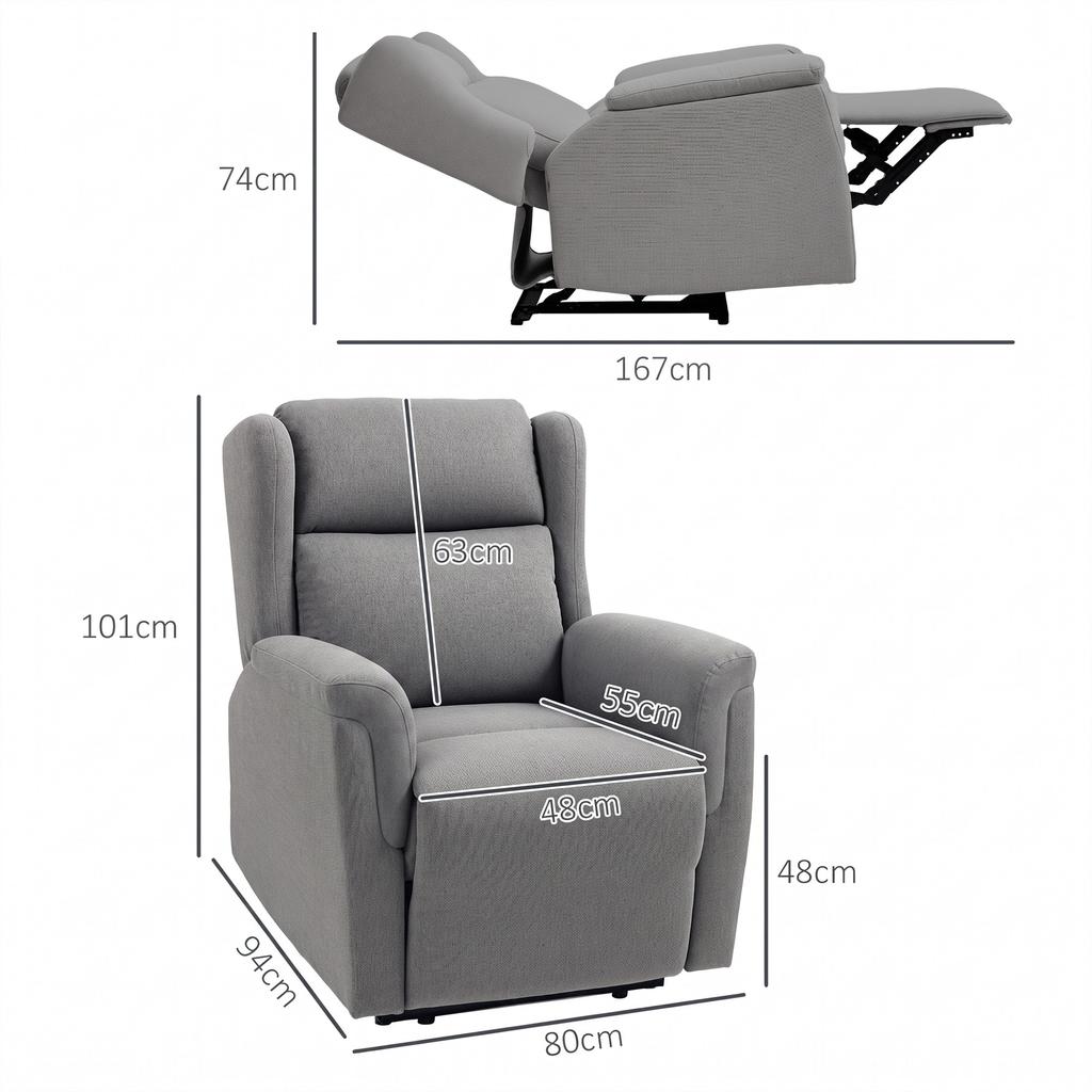 Relax Armchair Adjustable Upholstered Armchair With Footrest 160 Degree Reclining Linen Look Quick Assembly Dark Gray