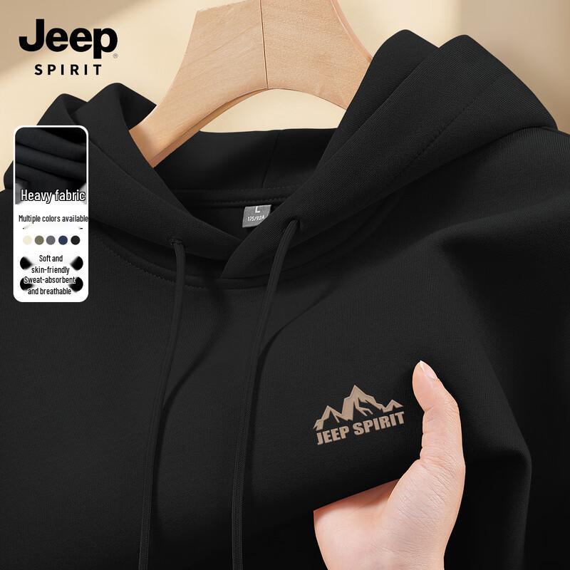 JEEP SPIRIT Men's Loose-Fit Logo Hooded Sweatshirt