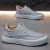 Casual Sports Shoes, Leather Shoes, Anti-slip Flat Shoes, Men's Spring and Autumn Breathable Vulcanized Shoes, Large Size