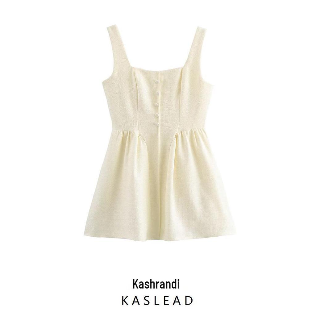 Spring 2025 Women's Retro Sling Knit Dress - European & American Style