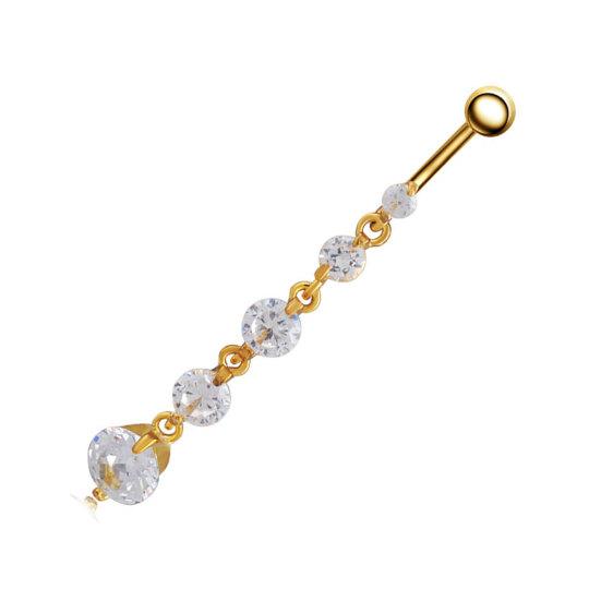 בנות סקסית ארוכה להתנדנד בטבור טבעת פירסינג תכשיטי גוף פלדה כירורגית