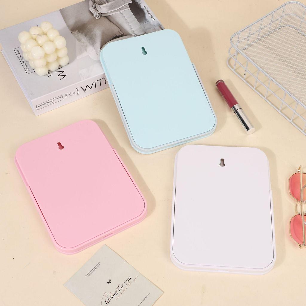 Portable Rectangular Wall-Mounted Makeup Mirror with Stand for Dorm Rooms