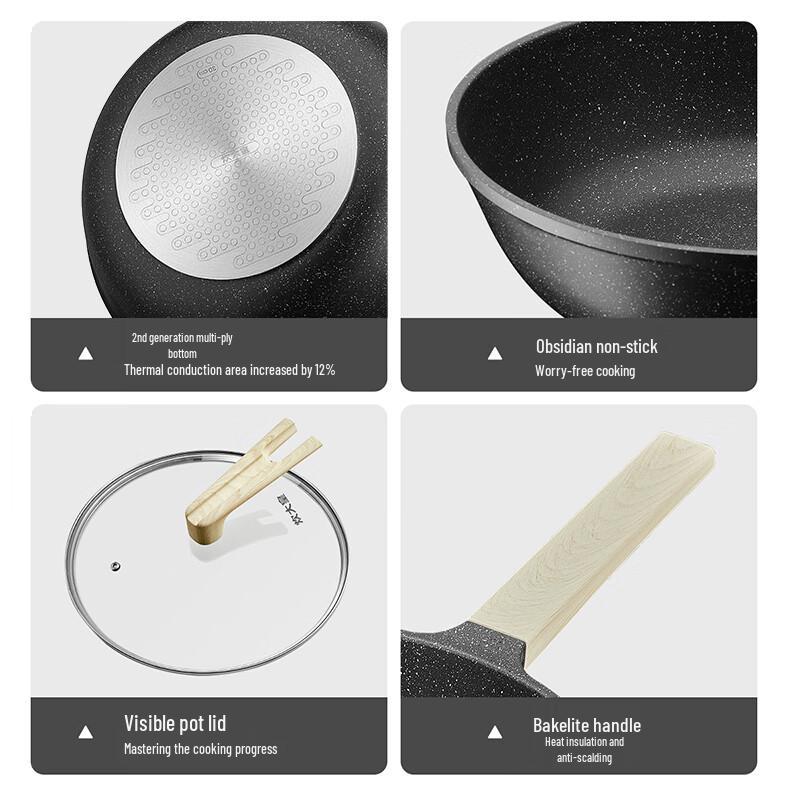 COOKER KING Obsidian Maifan Stone Non-Stick Frying Wok