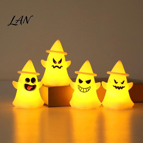 Battery Operated Ghost Light Halloween Witch Hat Light, Spooky LED Decorative Lamp, Cartoon Night for Holiday Party Decor