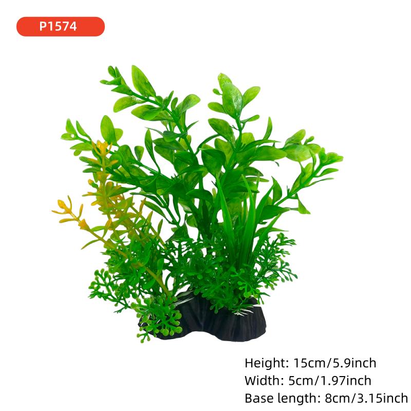 1PCS Aquarium Decor Set - Vibrant Green Plastic Plant Ornaments - Fish Tanks, Durable Pvc Material 15cm/5.9inch
