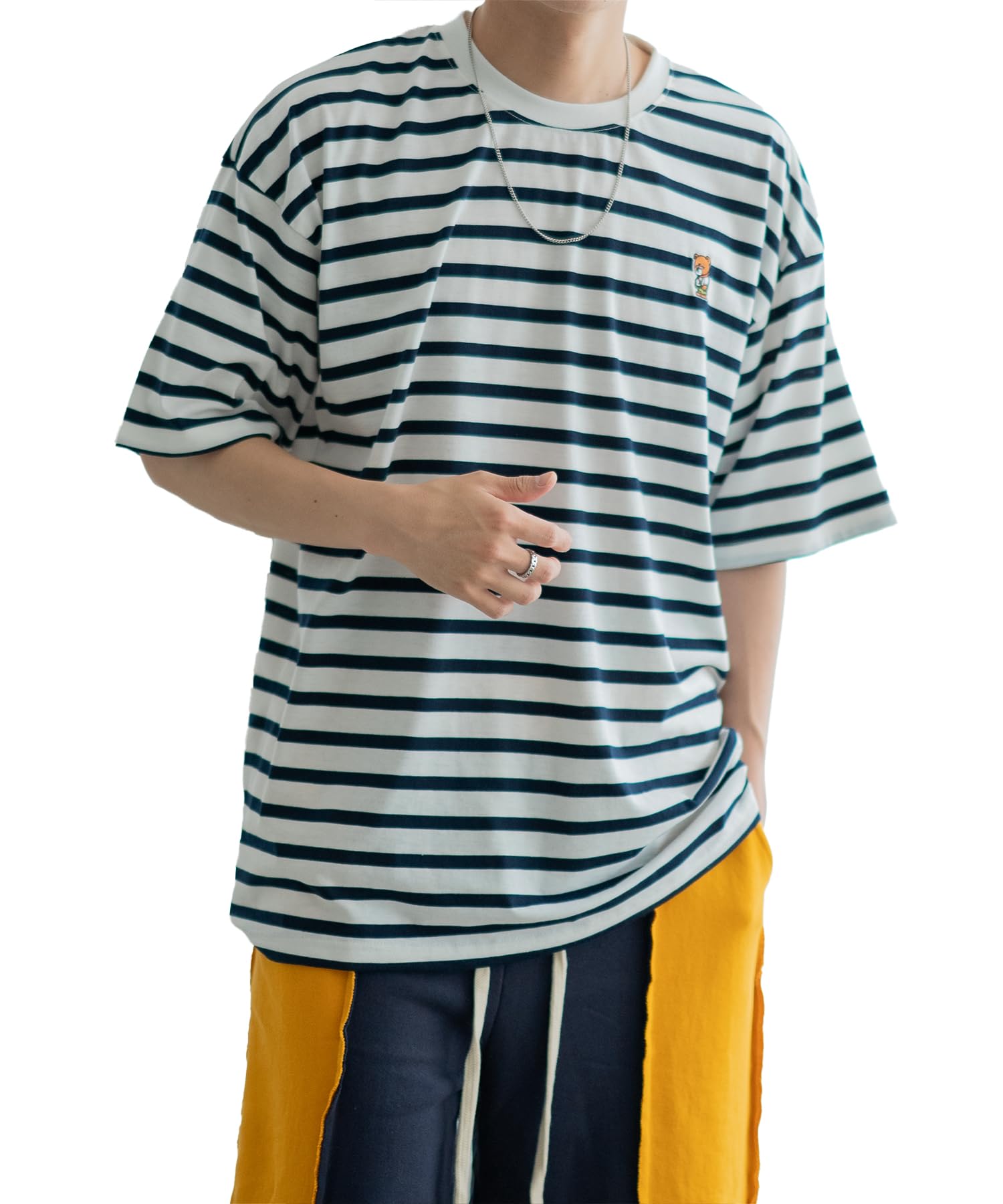 

[IMPROVES] [SIDEWAYSTANCE] Embroidered Downer Bear Border Short Sleeve T-Shirt