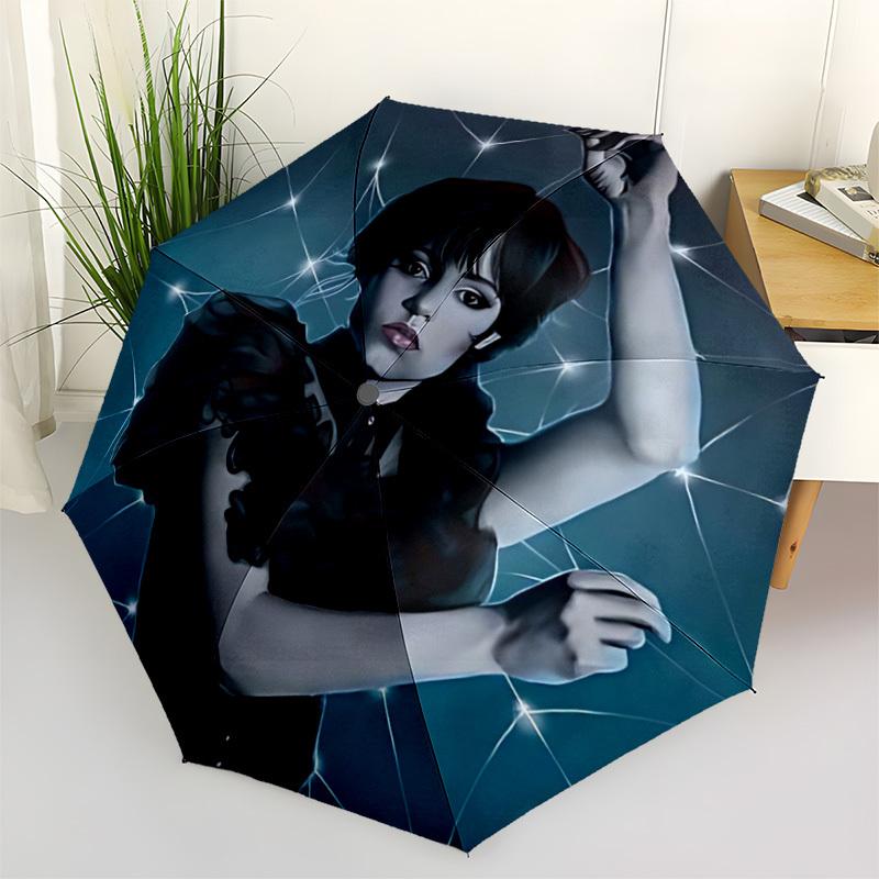

1pc Wednesday Automatic Open/Close Umbrella - Compact Travel Umbrella with 8-Rib Durable Frame, Lightweight & Portable yy251023010