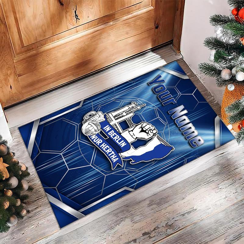 Hertha Bsc Printed Crystal Velvet Rug Non‑Slip Crystal Velvet Carpet For Sofa Bedroom Indoor Home Decoration