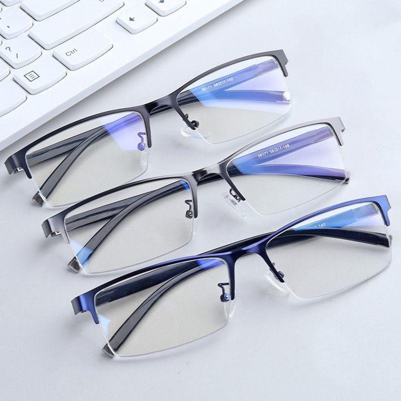 3 Color Transparent Anti Blu-ray Glasses Alloy HD Half-frame Business Myopia Glasses Decorative Plastic Men Reading Eyewear
