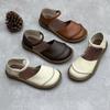 Sandali vintage in pelle fatti a mano, scarpe basse in pelle di vacchetta