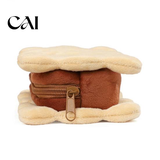 Cute Plush Pencil Case Cookie Shape Stationery Bag, Soft Stuffed Biscuit Funny Food Shaped Pen Case, Large Capacity Cosmetic Organizer, for